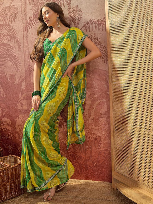Vasthrlay Chiffon Bandhani Unstitched Purple Saree