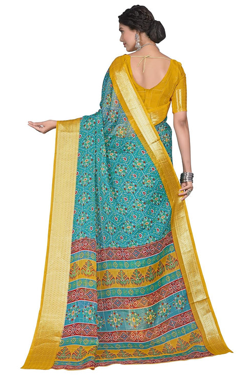 Vasthrlay Organza Bandhani Green Ethnic Wear