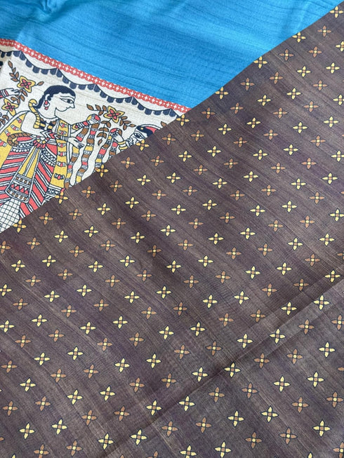 Vasthrlay Tussar Ghicha Traditional Kalamkari Madhubani
