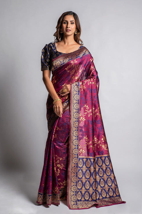 Vasthrlay Magenta Banarasi Designer Saree