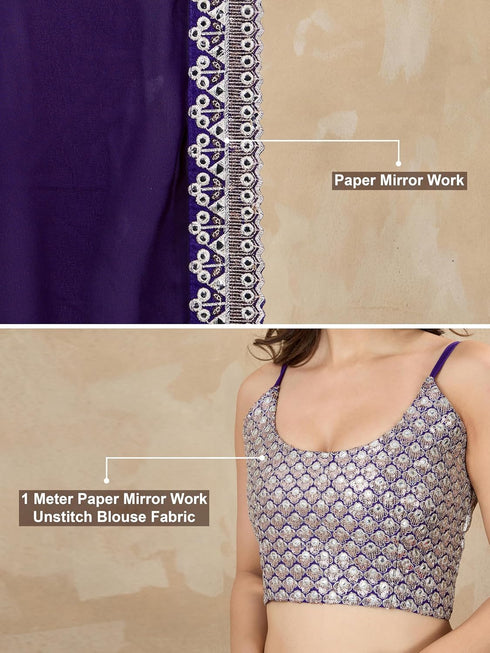 Vasthrlay Georgette Embroidery Unstitched Purple Ethnic Wear