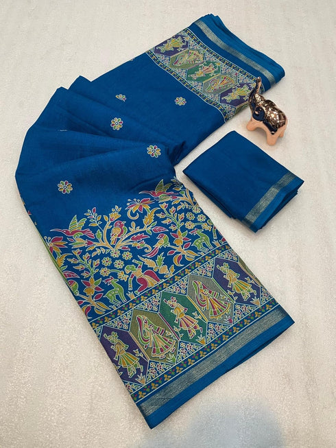 Vasthrlay Silk Saree Dark Blue