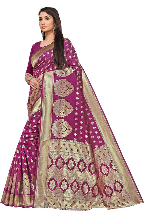 Vasthrlay Maroon Woven Kanjivaram Blend Saree