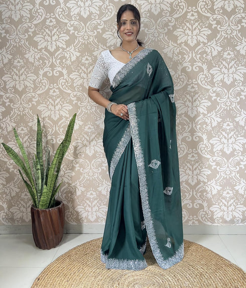 Vasthrlay Georgette Embellishments Embroidered Traditional