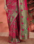 Vasthrlay Banarasi Jacquard Pink Saree With Unstitched Blouse Piece