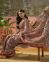 Vasthrlay Womens Printed Rust | Multi Saree With Unstitched Blouse Piece
