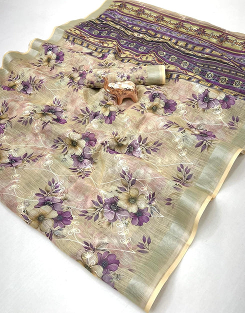Vasthrlay Tussar Handloom Printed