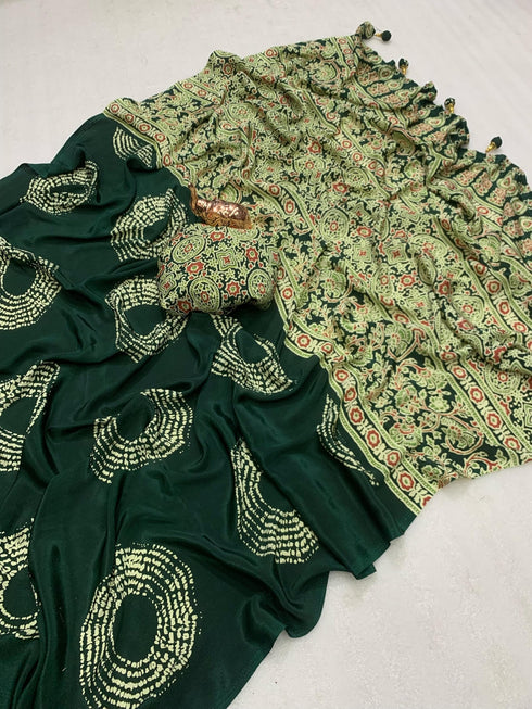 Vasthrlay Printed Ajrakh Floral