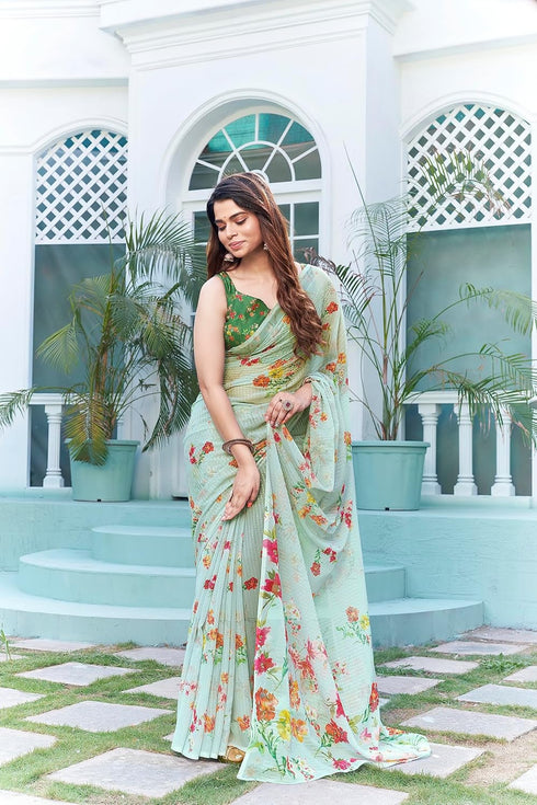 Vasthrlay Georgette Sequence White Ethnic Wear