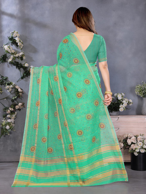 Vasthrlay Orange Unstitched Saree