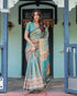 Vasthrlay Handloom Turquoise Paisley Saree