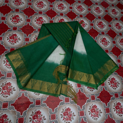 Vasthrlay Nr Handloom Bhagalpuri Running Green Orange