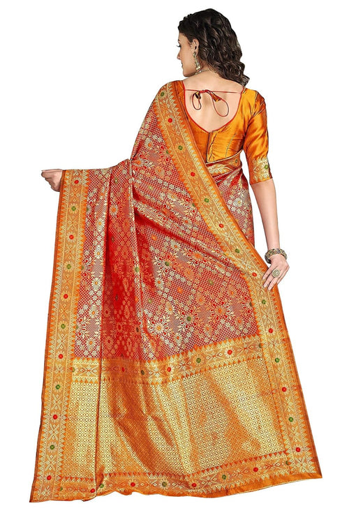 Vasthrlay Banarasi Gs Bandhani Red Ethnic Wear