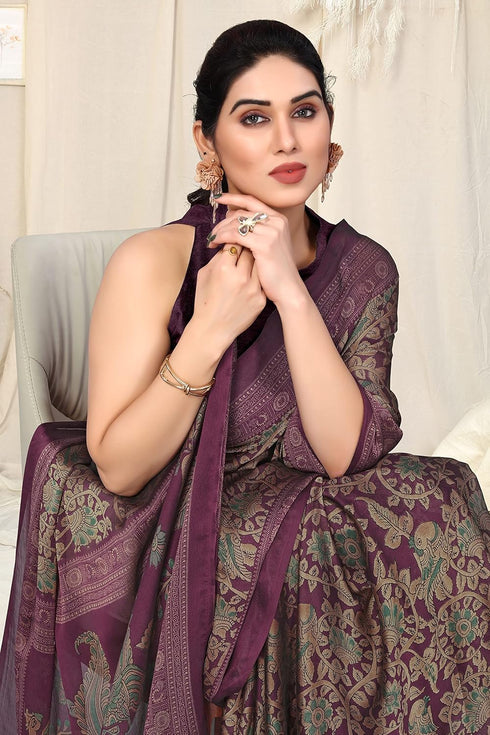 Vasthrlay Fashion Georgette Kalmkari Mehandi Ethnic Wear