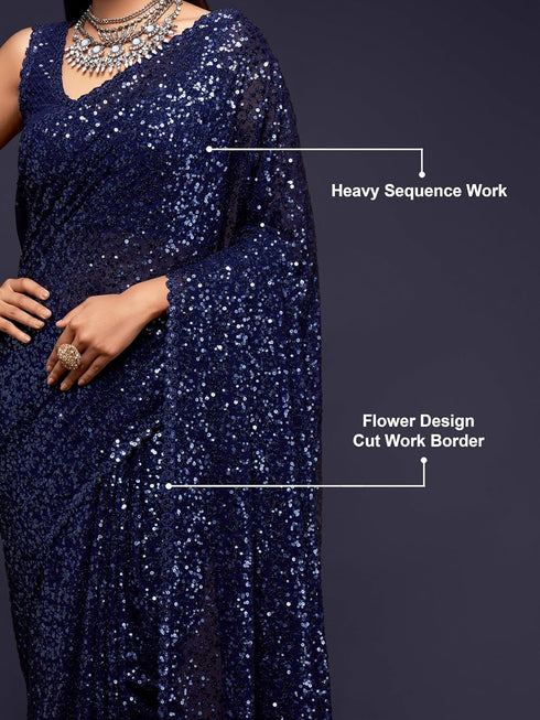 Vasthrlay Georgette Sequins Blouse Ethnic Wear