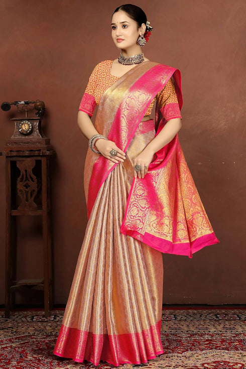 Vsathrlay Gold Kanjivaram Banarasi Festival Ethnic Wear