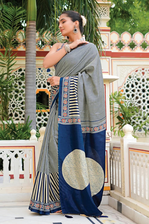 Vasthrlay Fashion Stripes Printed Ethnic Wear