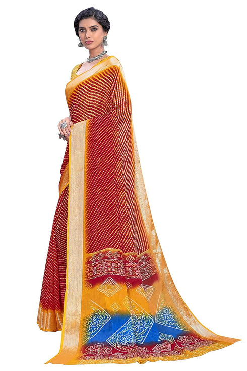 Vasthrlay Bandhani Chiffon Rani Ethnic Wear