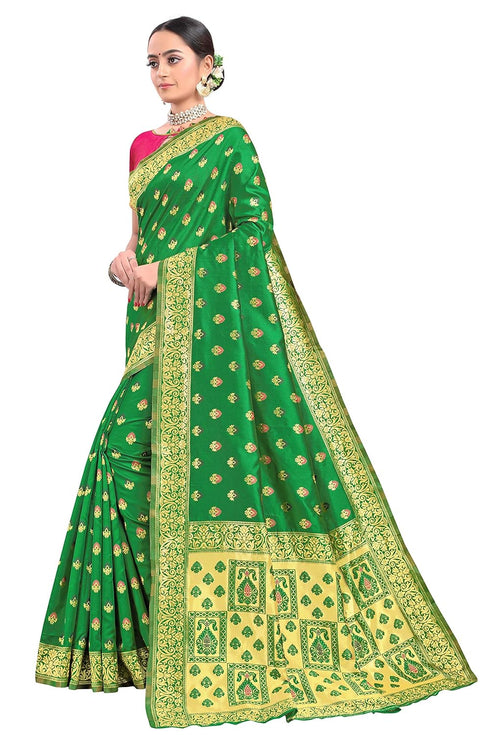 Vasthrlay Banarasi Gs Bridal Green Ethnic Wear