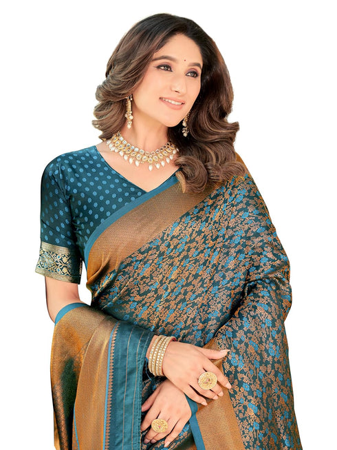 Vasthrlay Kanjivaram Satin Orange Ethnic Wear