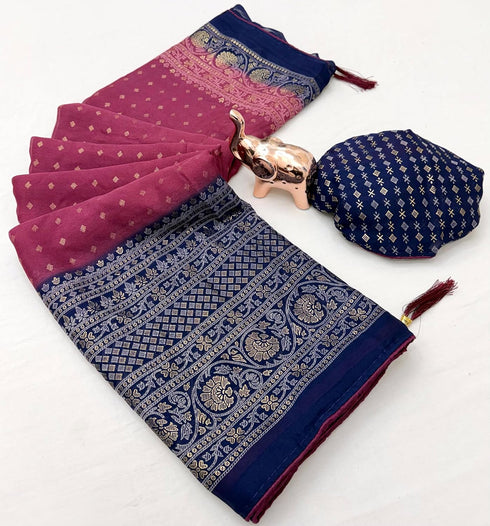 Vasthrlay Georgette Contrast Darkblue