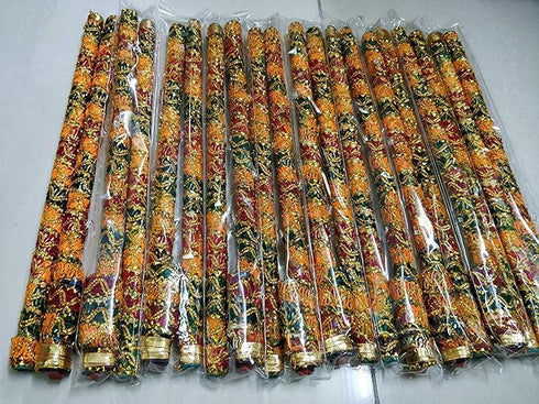 Saudeep India Brocade Lace Decorated Wooden LED Dandiya Sticks