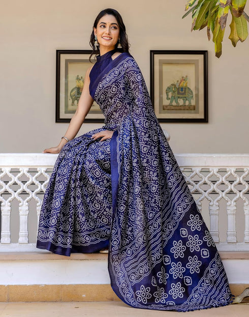 Vasthrlay Bandhani Printed Unstitched Wine Saree