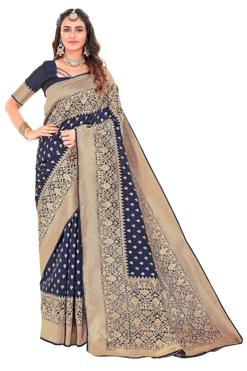 Vasthrlay Banarasi Navy Ethnic Wear