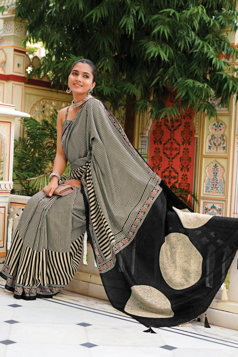 Vasthrlay Fashion Stripes Printed Ethnic Wear
