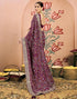Vasthrlay Georgette Embroidery Dark Purple Saree With Unstitched Blouse Piece