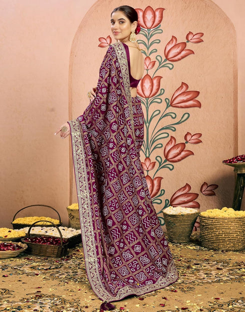 Vasthrlay Georgette Embroidery Unstitched Dark Green Saree