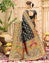 Vasthrlay Banarasi Jacquard Black Saree With Unstitched Blouse Piece