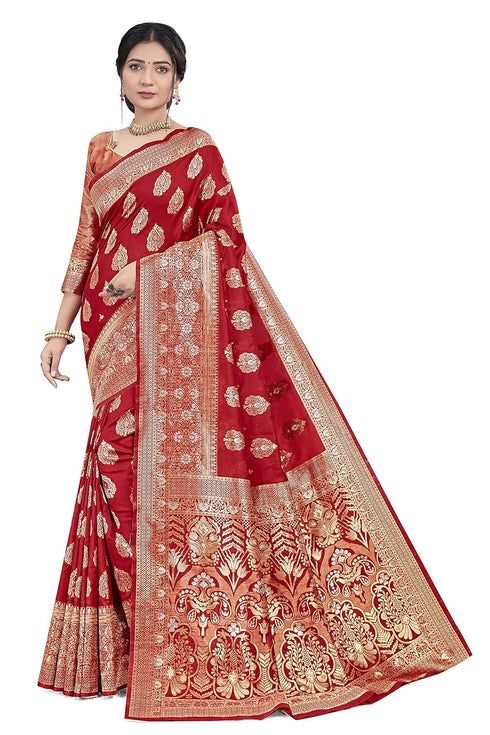 Vasthrlay Banarasi Blouse Bridal Red Ethnic Wear