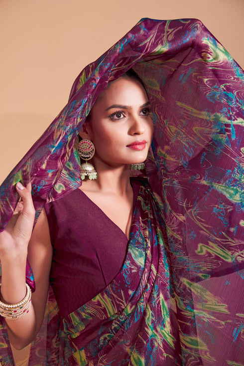 Vasthrlay Chiffon Unstitched Saree