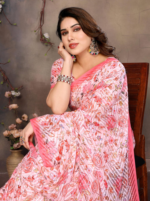 Vasthrlay Brown Unstitched Saree