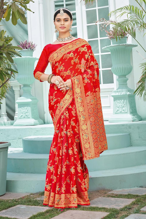 Vasthrlay Banarasi Premium Pink Ethnic Wear
