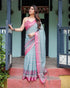 Vasthrlay Turquoise Floral Embroidered Saree