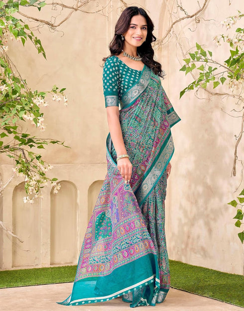 Vasthrlay Georgette Printed Unstitched Red Saree