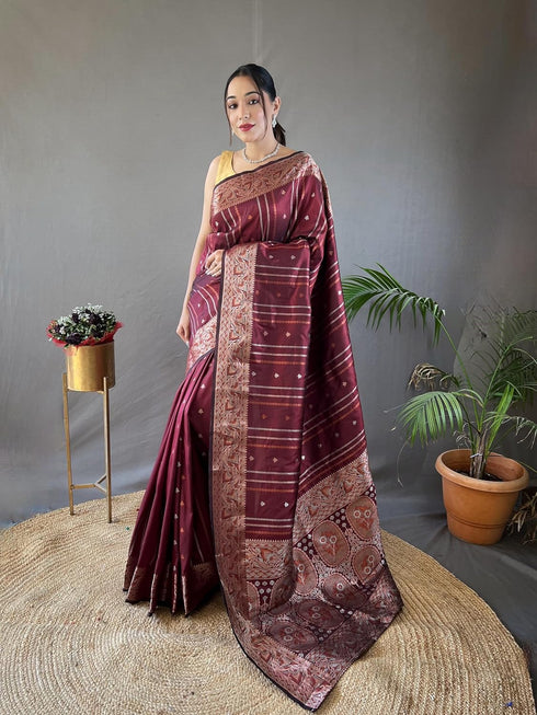 Vasthrlay Women's Kanjivaram Cotton Unstitched Saree