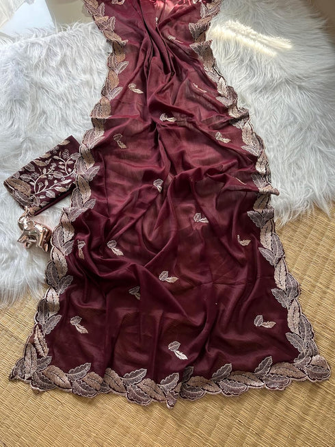 Vasthrlay Georgette Embroidery Unstitch