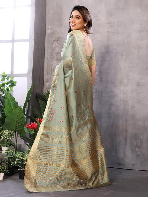 Vasthrlay Boarder Embroidered Unstitched Gold Free Ethnic Wear