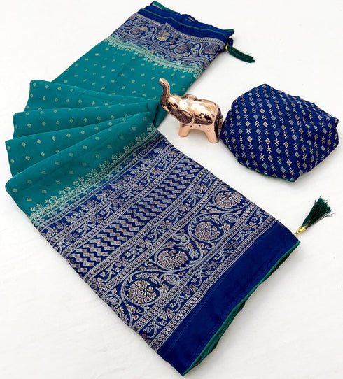 Vasthrlay Georgette Contrast Darkblue