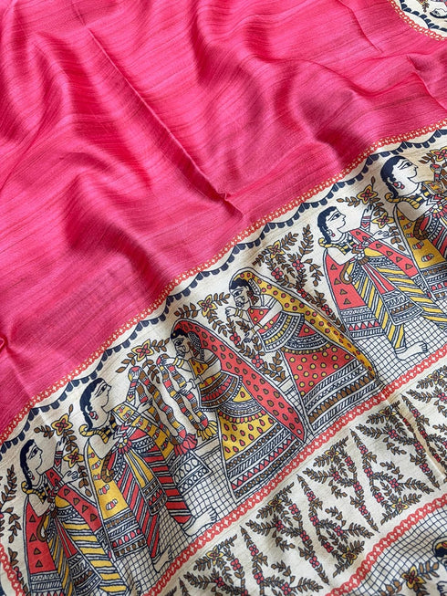Vasthrlay Tussar Ghicha Traditional Kalamkari Madhubani