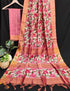 Vasthrlay Tussar Printed Contrast