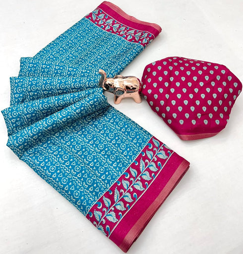 Vasthrlay Kalamkari Beautiful Navy Blue