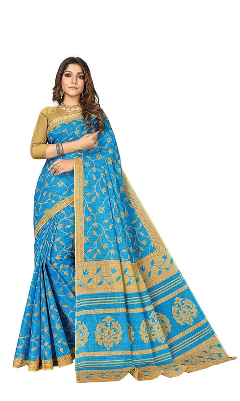 Vasthrlay Cotton Blue Saree