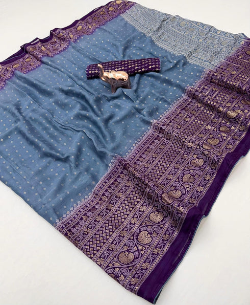Vasthrlay Georgette Contrast Darkblue