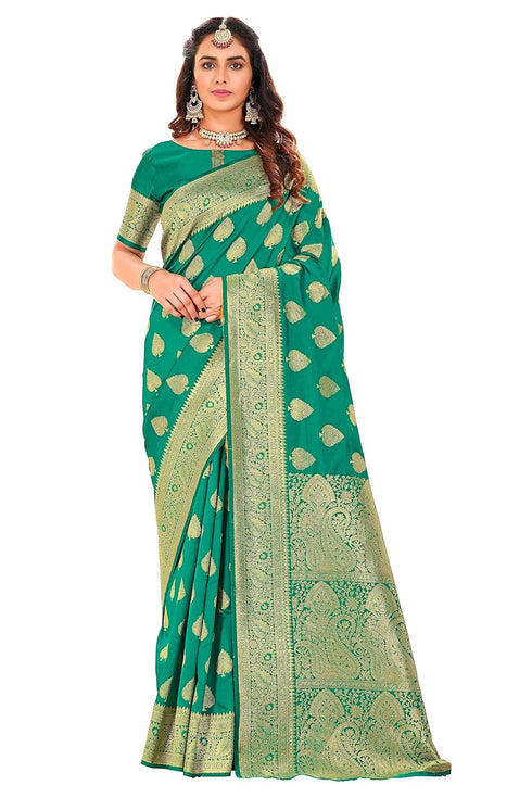 Vasthrlay Banarasi Green Ethnic Wear