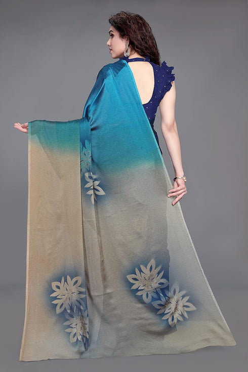 Vasthrlay Fashion Chiffon Printed Grey Ethnic Wear