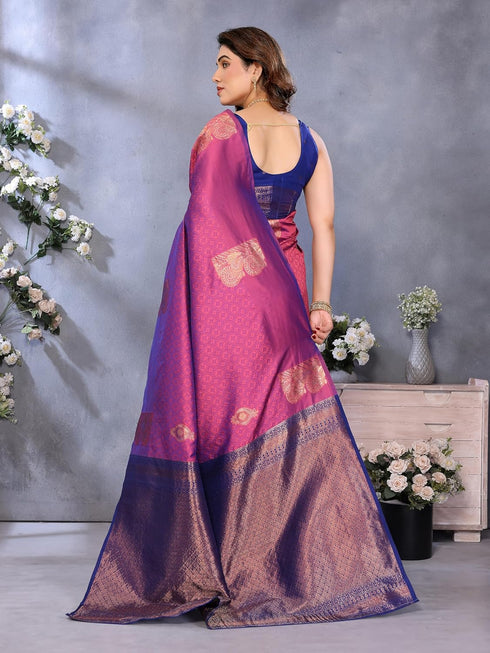 VasthrlaySilk Unstitched Pink Dark Free Ethnic Wear